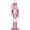 DECHOUS Pink Nutcracker Figurine Christmas Decor 12 Inch Wooden Nutcracker King Pink Glitter Christmas Soldier Figures for Xmas Table Shelves Fireplace Festive view 1