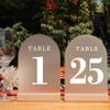 ORGANTEAM Wedding Table Numbers 1-25, Acrylic Arch Signs with Natural Wood Stands Holders, Rustic Table Decor for Reception & Parties (Frosted White) view 1