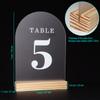 ORGANTEAM Wedding Table Numbers 1-15, Acrylic Arch Signs with Natural Wood Stands Holders, Rustic Table Decor for Reception & Parties (Frosted White) view 3