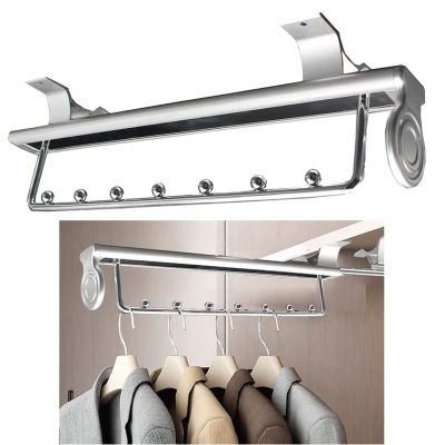 DONGYUE Metal Closet Valet Rod, Pull Out Closet Rod Retractable Adjustable Wardrobe Clothing Rail Wardrobe Hanger Rack Bar, Heavy Duty Extendable Valet Rod.Top Mount8 Sizes (Size : 35cm/13.7in)