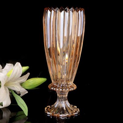 European Crystal Flower Vase Multicolor Thickened Decorative Vase Unique Glass Flower Vase Home Decor Flower Arrangement Vase Transparent Centerpiece for Table-B H37cm