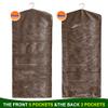 ProPik Hanging Double Sided Gift Bag Storage Organizer with Multiple Front and Back Pockets - Organize Your Gift Wrap, Tissue Paper, and Paper Bags 38 x 16 Inch PVC (Brown) view 2