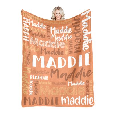 Dr.TOUGH Personalized Blankets with Name Customized Baby Blankets for Girls Boys Adults Monogrammed Blankets and Throws Christmas Birthday Mothers Fathers Valentines Day Gift (Dark-Orange,50''60'')