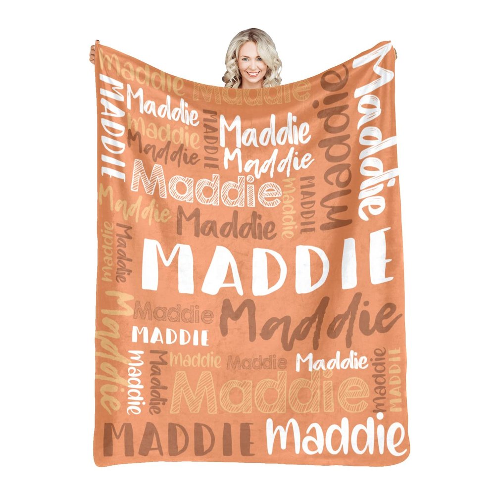 Dr.TOUGH Personalized Blankets with Name Customized Baby Blankets for Girls Boys Adults Monogrammed Blankets and Throws Christmas Birthday Mothers Fathers Valentines Day Gift (Dark-Orange,50''60'')