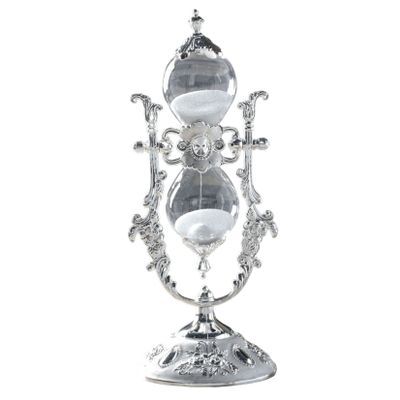 Jayiaine Hourglass Sand Timer 30Minutes, Sand Clock Sand Watch 360 Rotating Metal Sandglass Timer Sand Wedding Home Desk Office Classroom Decor,Silver