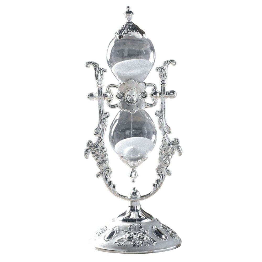 Jayiaine Hourglass Sand Timer 30Minutes, Sand Clock Sand Watch 360 Rotating Metal Sandglass Timer Sand Wedding Home Desk Office Classroom Decor,Silver