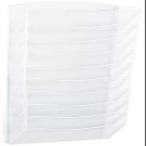 Displays2go Single & Multi-Tiered Metal Mesh Literature Wall Rack, 10-20 Pockets - White (MSHWL10WHT)