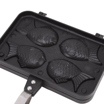 Taiyaki Fish Shape Pancake Pan taiyaki waffeln Non Stick Taiyaki Double Cake Maker with 4 Trays Waffle Baking Pan for Breakfast Pancake Plett Taiyaki Baking Compatible with Electric,Gas Waffle Irons
