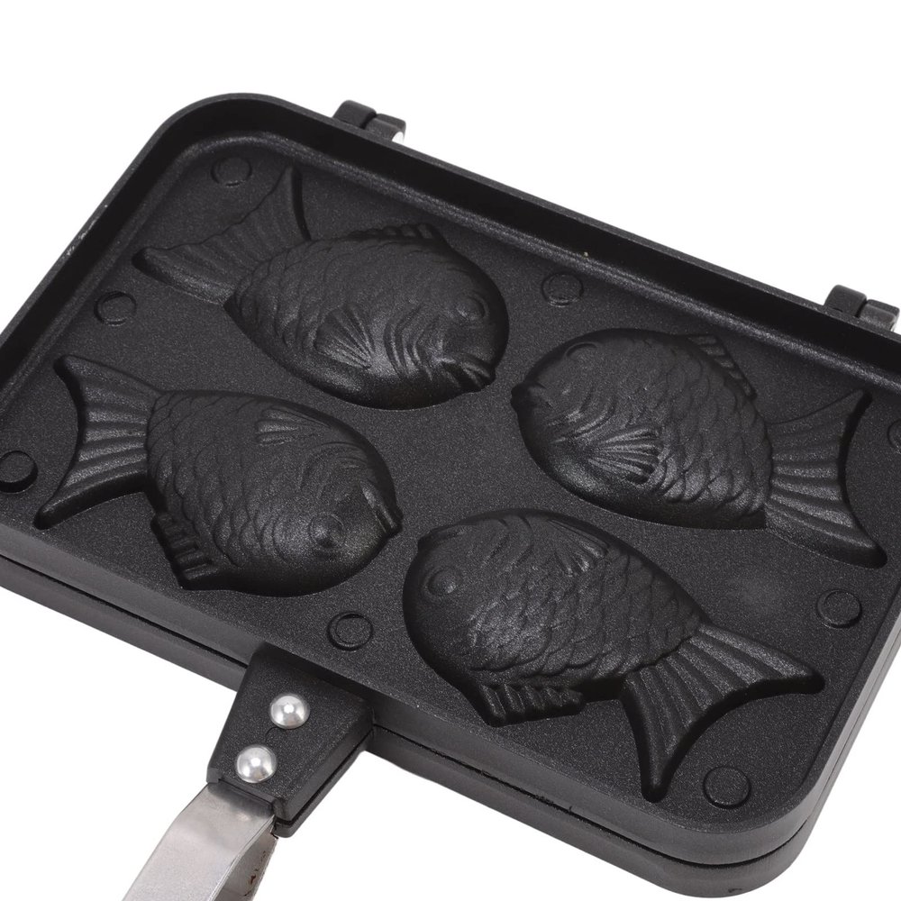 Taiyaki Fish Shape Pancake Pan taiyaki waffeln Non Stick Taiyaki Double Cake Maker with 4 Trays Waffle Baking Pan for Breakfast Pancake Plett Taiyaki Baking Compatible with Electric,Gas Waffle Irons