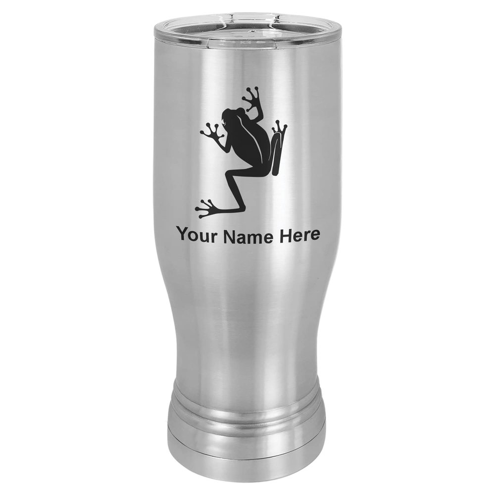 LaserGram 14oz Vacuum Insulated Pilsner Mug, Tree Frog, Personalized Engraving Included (Stainless Steel)