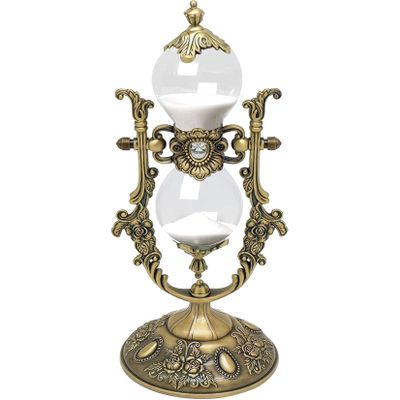 Jayiaine Hourglass Timer, 15/30 Minutes Sand Clock, Embossed Metal Glass Hourglass Timer Used for Wedding Vintage Home Decoration Office Decoration Kitchen,A 30min