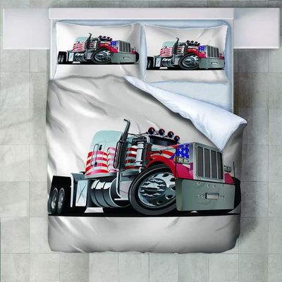 Roadchoice Truck Head Duvet Cover Queen Set,American Flag Graffiti Comforter Cover 3PCS for Boys Girls,Truck Decor 1 Duvet Cover with 2 Pillowcase
