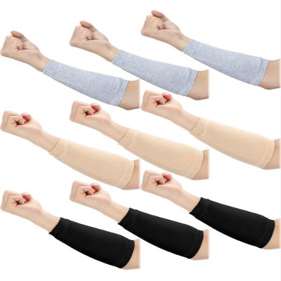 Janmercy 9 Pairs Arm Protectors for Thin Skin and Bruising Arm Guards Elderly Protective Sleeves for Gardener Working(Black, Gray, Beige)
