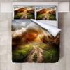 A Thunderstorm Weather Duvet Cover Queen Set,Dirt Road Comforter Cover 3PCS for Boys Girls,Scenery Decor 1 Duvet Cover with 2 Pillowcase view 1