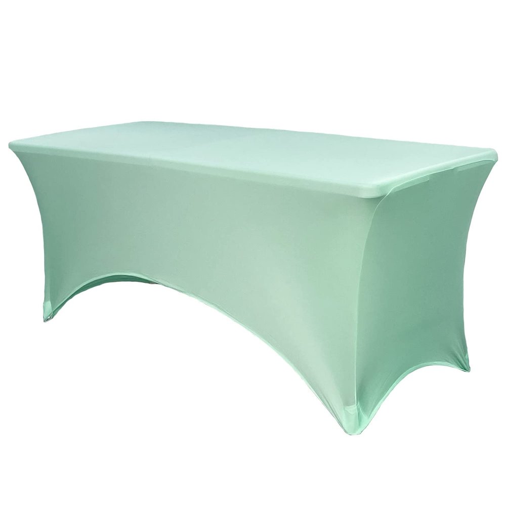 YOUR CHAIR COVERS - 6ft Mint Rectangular Spandex Table Covers Fitted Tablecloth Wedding Event Patio Decorations Elastic Fabric Stretch for Folding Table