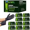 Inspire HEAVY DUTY 6Mil ORIGINAL Quality Stretch Nitrile Gloves Black Disposable Latex Free | Food, Industrial, Mechanic Tattoo (6Mil Black, Medium) view 1