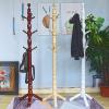 MNBCVT Clothes hangersFree Standing Coat Rack,9 Hooks Wooden Coat and Hat Hanger Stand,Entryway Hall Tree Coat Stand with Solid Wood for Coat Hat Clothes Scarves Handbags-Rice White 45x45x185cm view 4