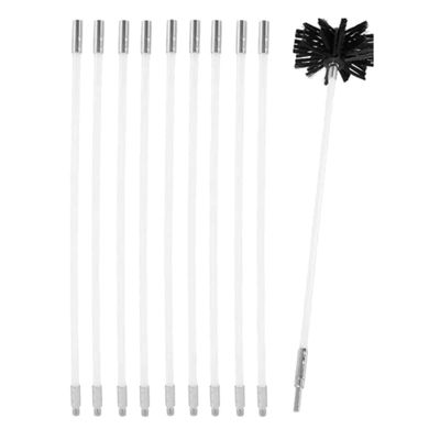 ULTECHNOVO 1 Set Flexible Hose Lint Dryer Vent Duct Washing Rods Fireplace Removal with Sweeper Reusable Brush for Tool Cleaning Kit Drain Chimney Home Clog Tools Machine