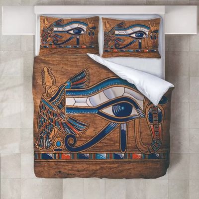 Roadchoice Egypt's Eyes Duvet Cover Queen Set,Method The Eagle Comforter Cover 3PCS for Boys Girls,Egypt Decor 1 Duvet Cover with 2 Pillowcase