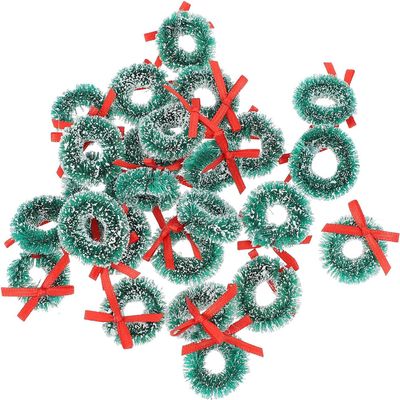 24Pack Mini Christmas Wreaths Artificial Miniature Christmas Wreath Xmas Tree Hanging Ornaments for Crafts and Dollhouse Decoration