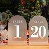ORGANTEAM Wedding Table Numbers 1-20, Acrylic Arch Signs with Natural Wood Stands Holders, Rustic Table Decor for Reception & Parties (Frosted White) view 1