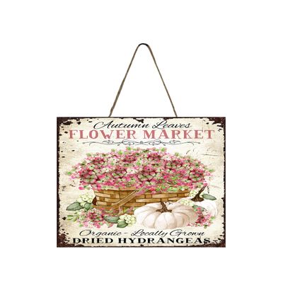 Autumn Leaves Flower Market Fall Wood Mini Sign 5" x 5"