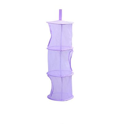 Zerodeko Stuffed Animals Stuffed Animal Storage Mesh Hanging Storage Space Saver Bags Organizer Foldable Organizer 3 Compartments Net Basket for Room Bathroom Purple Animals