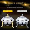YIEOTM Stainless Steel Chafing Dish Buffet Set, 2 Packed Full Size Round Catering Warmer Set with Glass Lid & Holder for Weddings Parties Banquets Catering Events/Silver / 24cm view 4