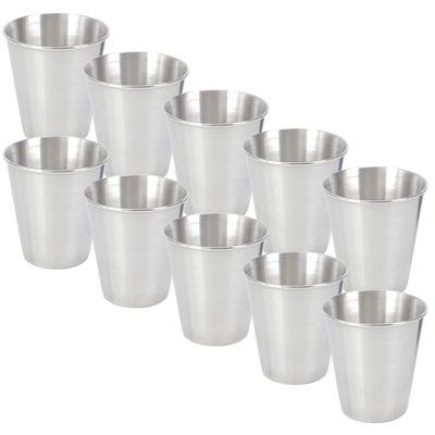 10pcs Stainless Steel Cup Glasses Accessories Camping Accessories Eyeglass Accessories Metal Beer Tumblers Cocktail Pint Cups Whiskey Shot Vessel Stainless Wine Cup Small Wine Cup