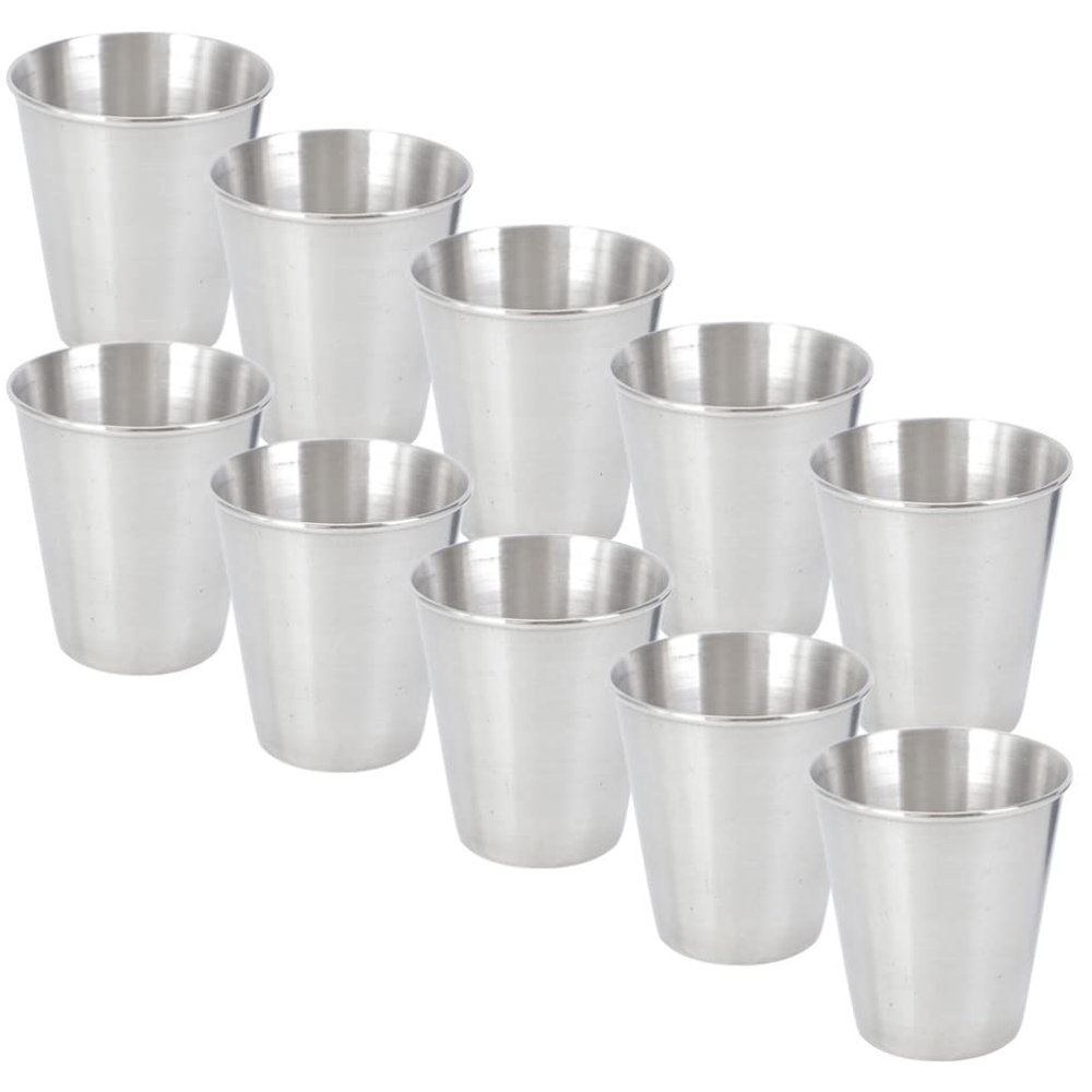 10pcs Stainless Steel Cup Glasses Accessories Camping Accessories Eyeglass Accessories Metal Beer Tumblers Cocktail Pint Cups Whiskey Shot Vessel Stainless Wine Cup Small Wine Cup