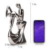 BRABUD Ceramic Romantic Couple Dancing Sculpture Abstract Statue Eelectroplating Sliver Smooth Finish Home Desk Decoration Wedding Gift Collectible Figurine 11in(H) TQGJBS347 view 2