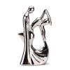 BRABUD Ceramic Romantic Couple Dancing Sculpture Abstract Statue Eelectroplating Sliver Smooth Finish Home Desk Decoration Wedding Gift Collectible Figurine 11in(H) TQGJBS347 view 4