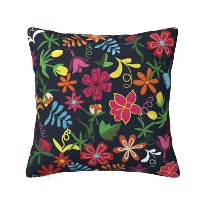 Colorful Mexican Floral Pattern Throw Pillow Covers Double Side Design Cushion Pillowcase Decor Home Couch Sofa Car Bed 18"X18"