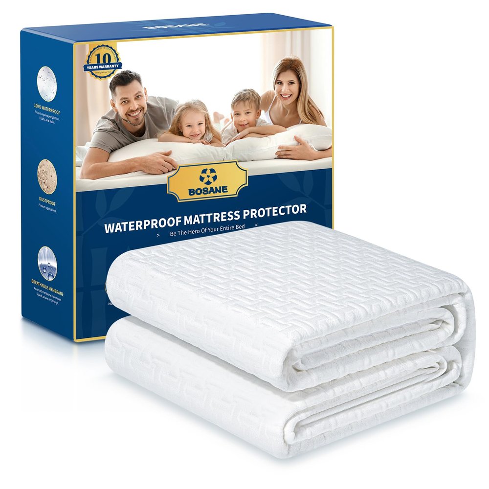 100% Waterproof Queen Mattress Protector Breathable Cooling 3D Air Fabric Mattress Cover Smooth Soft Hypoallergenic Noiseless Bed Cover Machine Washable Vinyl Free, 8-21'' Deep Pocket