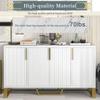 Polibi Moderm Sideboard with 4 Doors, Adjustable Shelves, Metal Handle and Legs, Solid Wood Cabinet Side Table for Entryway Living Room Bedroom, White view 3