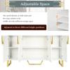 Polibi Moderm Sideboard with 4 Doors, Adjustable Shelves, Metal Handle and Legs, Solid Wood Cabinet Side Table for Entryway Living Room Bedroom, White view 4