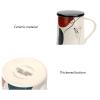 Coffee Mugs Ceramic Couple Water Cup Coffee Cup Large Capacity Office Mug with Lid 13.5OZ(Pink/Black) Mug Set (Color : Pink) view 3