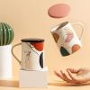 Coffee Mugs Ceramic Couple Water Cup Coffee Cup Large Capacity Office Mug with Lid 13.5OZ(Pink/Black) Mug Set (Color : Pink) view 4