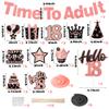 WATINC 42pcs 18th Glitter Rose Gold Birthday Banner Party Decoration, Time to Adult Hanging Garland Swirls Signs for 18 Years Old Girls Bday Party Favor, Rose Gold Cake Topper Centerpieces Table Decor view 2