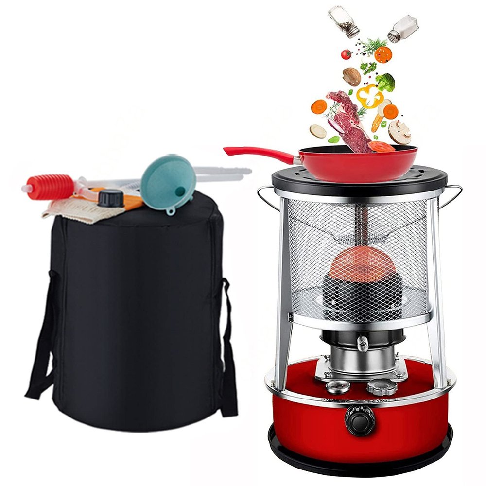 Xrdbfd Kerosene Stove for Indoor, Mobile Kerosene Stove Heater, Portable Kerosene Stove Burner, 4.6/6L Large Kerosene Heater,4.6Lred