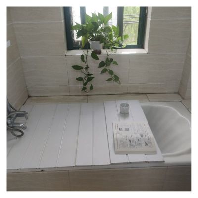Bathtub Trays Foldable Bathtub Cover, Dustproof and Waterproof Bathtub Tray Shelf, Shutter Bathtub Cover, Width 66cm/70cm/75cm/80cm (Size : 80x74x1.1cm)