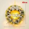 MESURG 16" Prelit Christmas Wreath Decor for Front Door,Christmas Wreath with Lights Winter Wreath,Outdoor Lighted Christmas Wreaths,Artificial Christmas Decoration Door Hangings Wreath view 4