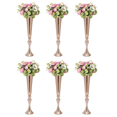 6Pcs Metal Flowers Vase for Wedding Reception, 56.5cm/22.2" Tall Wedding Centerpieces Vase, Table Decor Centrepiece, Gold Vases Flower Stand for Party Birthday (6Pcs,13 * 56.5cm/5.1 * 22.2in)