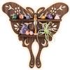 ANROYE Luna Moth Crystal Shelf Display, Boho Pine Wood Wall Floating Shelves with Light for Gem Stone Essential Oil Storage, Bohemian Wooden Butterfly Hanging Witch Rustic Decor Holder view 1