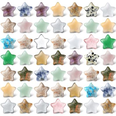 Nuenen 50 Pcs Mother's Day Star Shaped Crystals Bulk, 0.8 Inch Mini Polished Gemstones Assortment, Pocket Worry Stones for Chakra Reiki Healing, Jewelry Making Gift(Lovely)