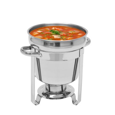 CNCEST 7L/7.4Qt Chafing Dish Buffet Set, Round Stainless Steel Chafer and Buffet Warmer, Soup Warmer with Lid, Silver