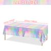 12 Pack Iridescence Plastic Tablecloths Shiny Disposable Laser Rectangle Table Covers Holographic Foil Tablecloth Iridescent Party Decoration Birthday Bridal Wedding Christmas 54" x 108"(Laser) view 2