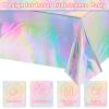 12 Pack Iridescence Plastic Tablecloths Shiny Disposable Laser Rectangle Table Covers Holographic Foil Tablecloth Iridescent Party Decoration Birthday Bridal Wedding Christmas 54" x 108"(Laser) view 3