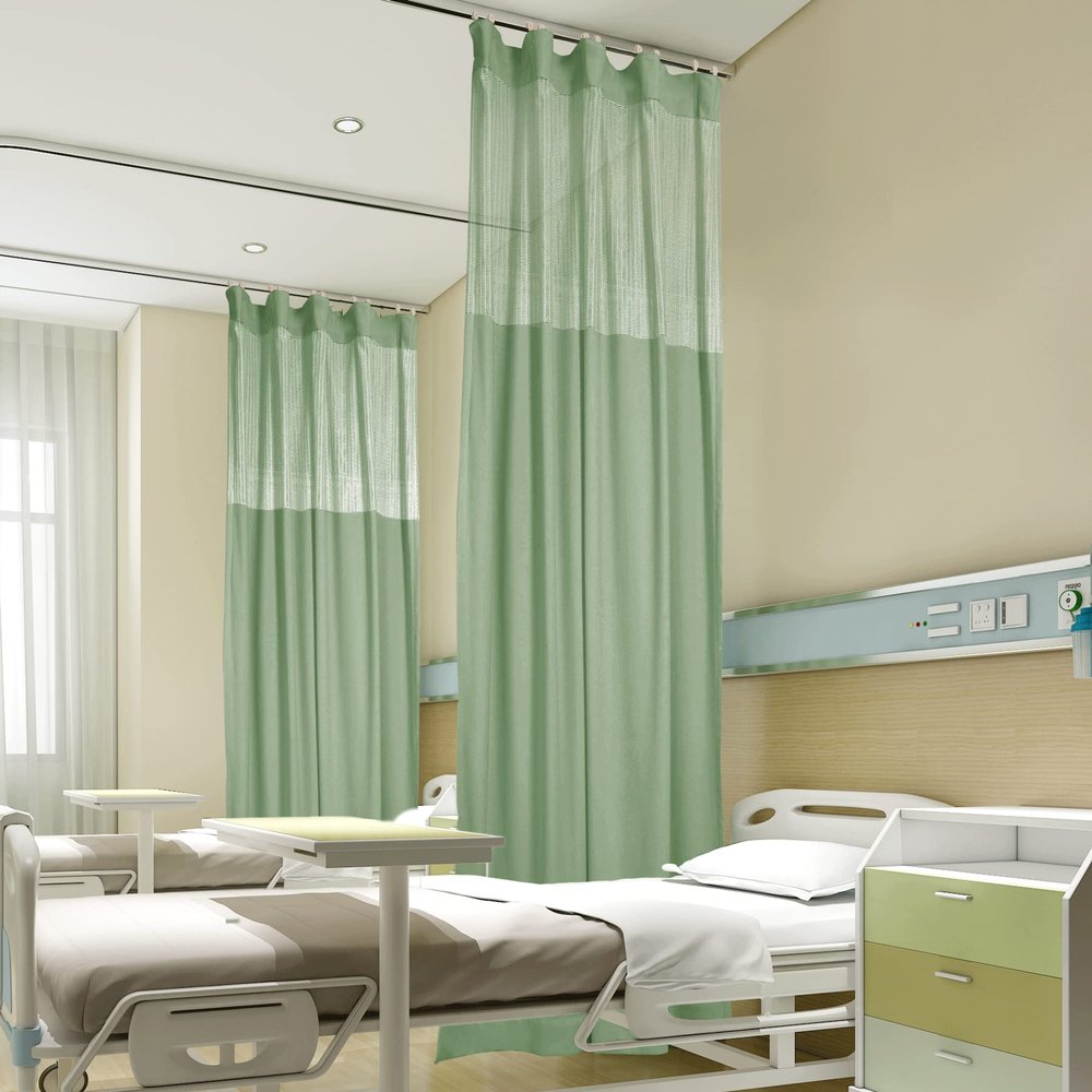 Fcosie Room Divider Privacy Cubicle Curtain Hospital Curtain with Flat Hooks for Hospital Medical Clinic Basement Space Divider Curtains - Hooks Included - 1 Panel - 8ft Wide x 8.5ft Long - Olive