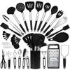 40PCs Silicone Cooking Utensils Set 446 Heat Resistance, RFAQK BPA Free Kitchen Utensils Set for Nonstick Cookware, Gadgets includes Can Opener, Potato Smasher,Peeler,Tongs,Spatula Set,Pizza Cutter view 1